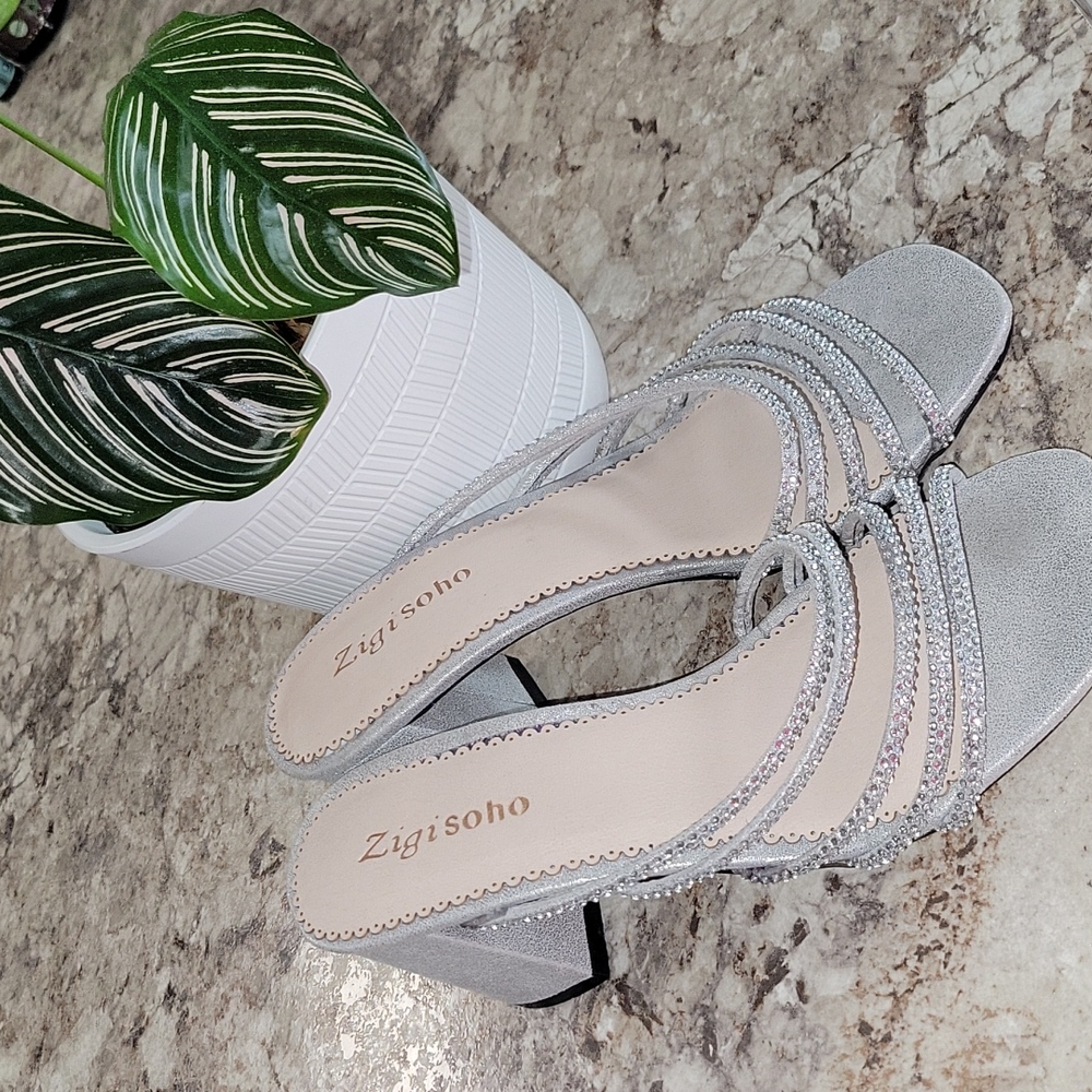 Silver sparkly heels